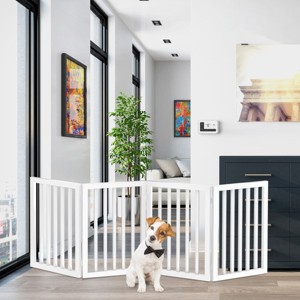 PETMAKER 4-Panel Indoor Foldable Pet Gate, White - 1 of 4