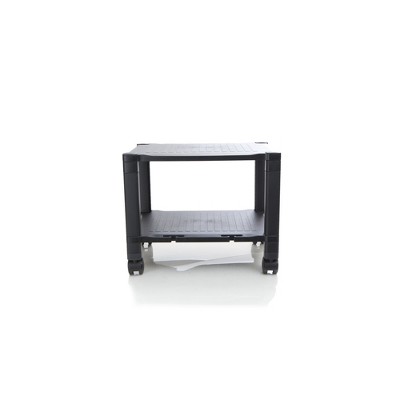 Black Adjustable Height Mobile Printer Cart with 3 Shelves