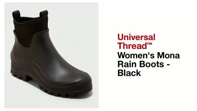 Women's Mona Rain Boots - Universal Thread™ Black, 2 of 6, play video