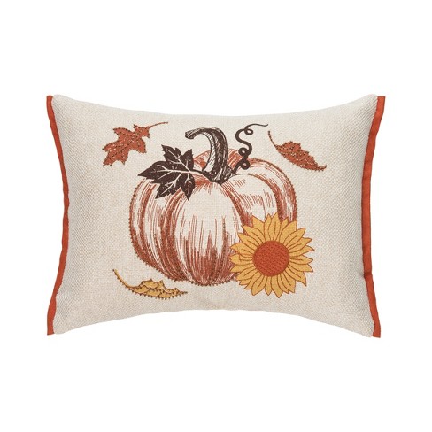 Stitched Pumpkin Halloween Throw Pillow, 18