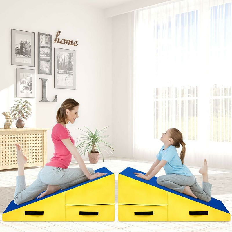 Incline Gymnastics Mat Cheese Wedge Tumbling Mat w/Zipper Handle Home Training, 3 of 11