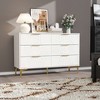 ORRD 9/6 Drawer Modern White Storage Chest with Gold Pulls, Geometric Design, Metal Feet, Easy Sliding Drawers - Living Room Sideboards - 2 of 4