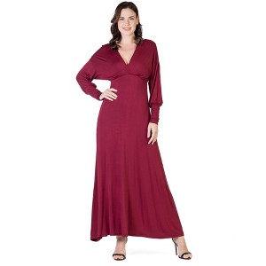 Womens V-Neck Long Sleeve Maxi Dress - 24seven Comfort Apparel™ - 1 of 4