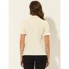 INSPIRE CHIC Women's Bow Tie Neck Solid Color Elastic Cuffs Elegant Office Short Sleeve Blouse - 4 of 4