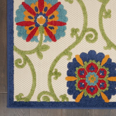 Bright Blooms Multicolor Floral 4' x 6' Reversible Outdoor Rug