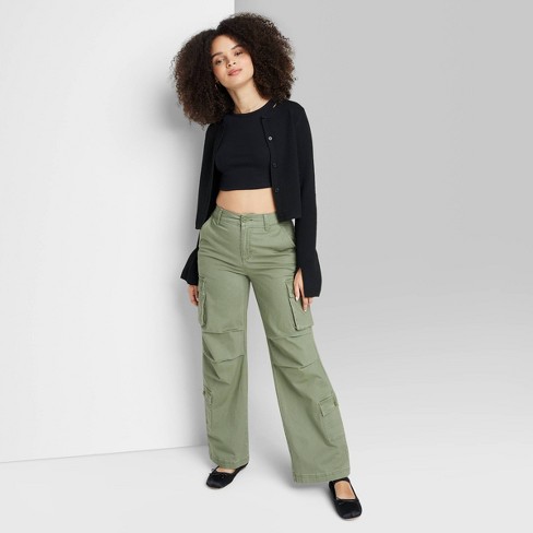 Women's High-Rise Cargo Utility Pants - Wild Fable™ Dark Green XS