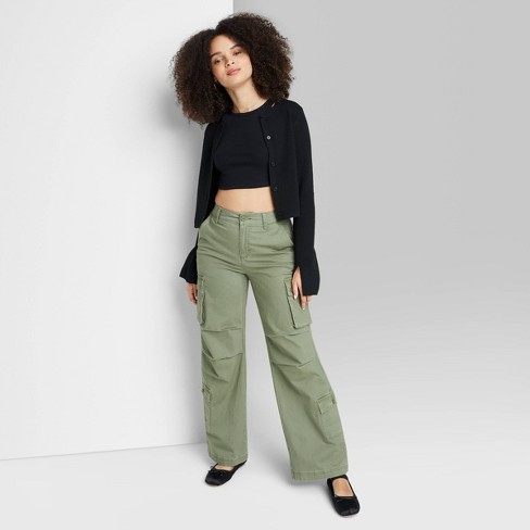 Women's High-rise Cargo Utility Pants - Wild Fable™ Dark Green Xxs