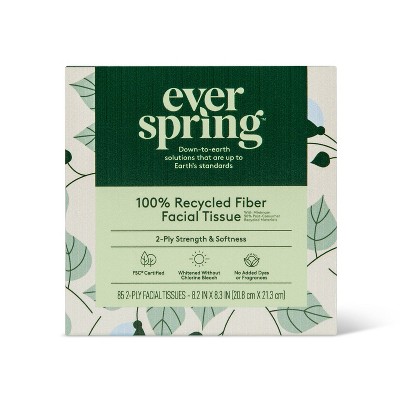 100% Recycled Fiber Facial Tissue - 85ct - Everspring&#8482;