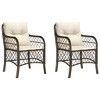 vidaXL Patio Chairs with Cushions 2 pcs Brown Poly Rattan - 2 of 4