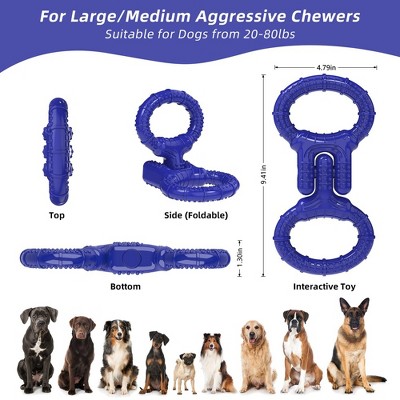 Blue Indestructible Rubber Dog Chew Toy for Aggressive Chewers