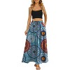 Women's Flowy High-Waist Maxi Skirt - Summer Pleated Long Skirt with Pockets Flower Mix Blue - 2 of 4