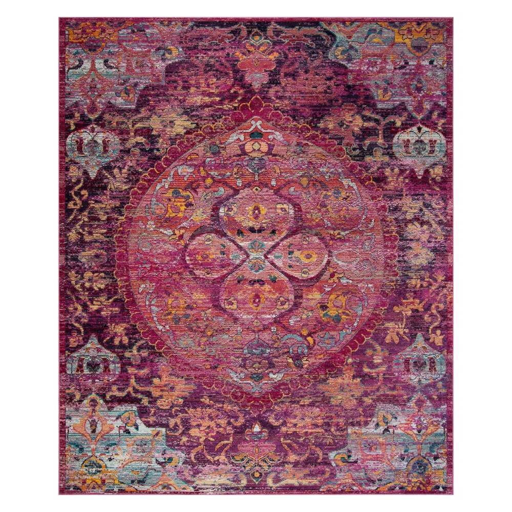 Fuchsia/Purple Medallion Loomed Area Rug 5'X8' - Safavieh