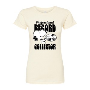 Women's - Peanuts - Snoopy Record Collector Fitted Graphic T-Shirt - 1 of 4