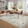 9x12 Beige Vintage Floral Area Rug, Low Pile Non-Slip Washable Carpet for Living Room & Bedroom, Foldable Soft Floor Mat - 4 of 4