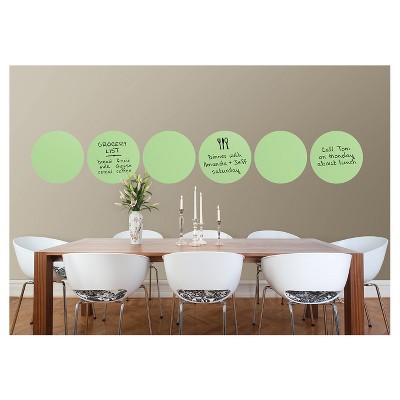  Wall Pops!  Dry Erase Board Circle Decals 13" 6ct - Pastel Green 