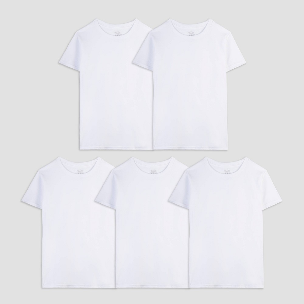 Fruit of the Loom Boys' 4 + 1 Bonus Pack T-Undershirt - White S
