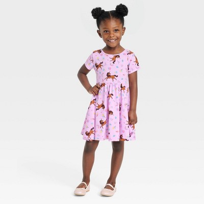 Toddler Girls' Afro Unicorn Printed Skater Dress - Purple 12M
