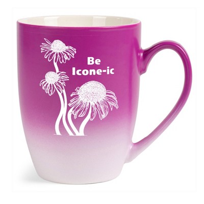 Elanze Designs Witty Floral Coffee Cup Mug 12 Ounce Ceramic With Ombre Gradient Be Icone-ic Coneflower Pink and White