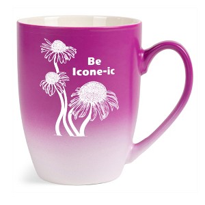 Elanze Designs Witty Floral Coffee Cup Mug 12 Ounce Ceramic With Ombre Gradient Be Icone-ic Coneflower Pink and White - 1 of 4