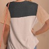 Women's Crew Neck Color Block T-Shirt Casual Short Sleeve Basic Top - 3 of 4