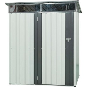 5x3ft Metal Garden Storage Shed, Outdoor Steel Shed with Sliding Doors & Lock, Aluminum Frame for Easy Assembly, Perfect for Patio & Lawn - 1 of 4