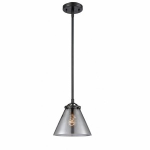 Cone - 1 Light Stem Hung Mini Pendant In Industrial Style-7.63 Inches Tall and 7.75 Inches Wide - 1 of 1