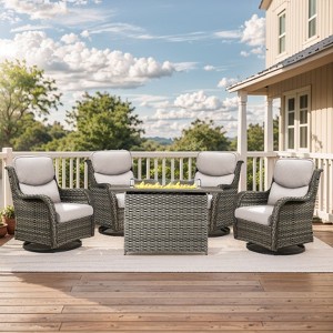 Gymojoy  Outdoor 5 Inch Swivel Chairs Glider Chairs with Fire Pit Table - 1 of 4