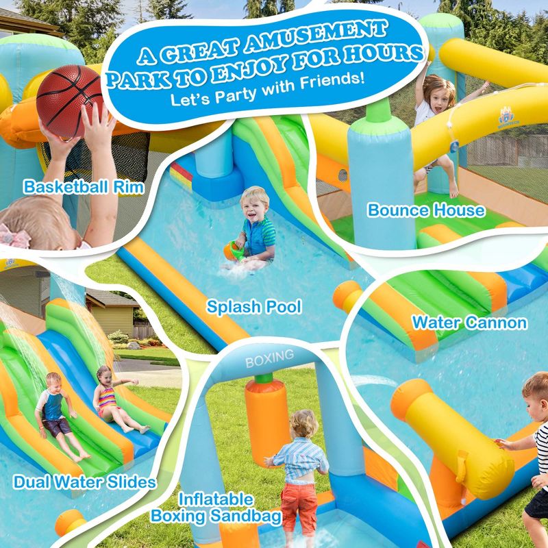 Costway Inflatable Water Slide Giant Kids Bounce House Park Splash Pool with 750W Blower, 5 of 11