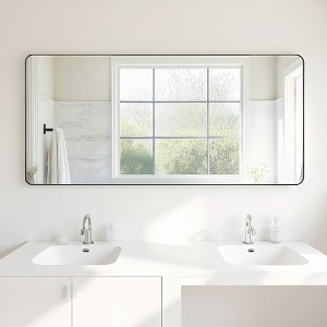 CIPACHO Black Metal Framed Wall Mirror - Unbreakable, Anti-Delivering, Distortion-Free, Easy Install - 1 of 4