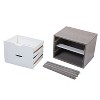 Resenkos Set of 2 Bedside Table with Two Drawer Storage Design for Living Room Sofa - Gray, Night Stand - 3 of 4