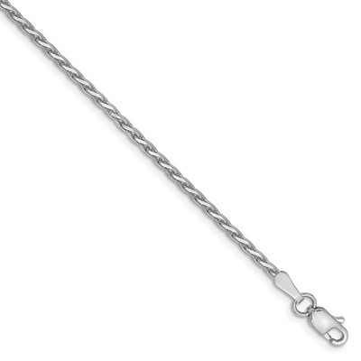 Black Bow Jewelry 1.9mm, 14k White Gold, Solid D/C Round Wheat Chain Anklet
