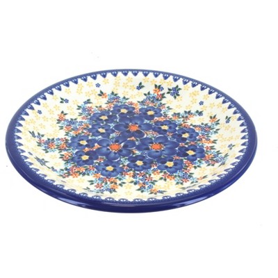 Blue Rose Polish Pottery Blue Dahlia Dinner Plate