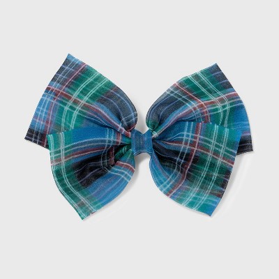 Plaid Organza Bow Barrette - Wild Fable™ Green