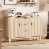 47.2"Fluted Buffet Cabinet,Mid-Century Sideboard with 2 Waveform Doors,3 Drawers & Adjustable Shelves,Coffee Bar TV Stand for Living Room Kitchen - 2 of 4