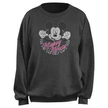 Junior's Mickey & Friends Distressed One and Only Mouse  Sweatshirt - Charcoal - Medium