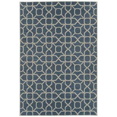 LunaLulinlk Blue Contemporary Geometric, Textured, High-Low Cut & Loop 5'3" x 7'6" Rectangle Area Rug