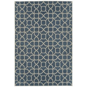 LunaLulinlk Blue Contemporary Geometric, Textured, High-Low Cut & Loop 5'3" x 7'6" Rectangle Area Rug - 1 of 4