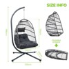 CAVINAS Outdoor Egg Hanging Chair with Stand,Patio Wicker Swing Egg Chair  with Cushion,Outdoor Swing for Backyard Garden,Gray - 3 of 4
