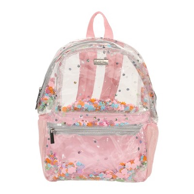 Packed Party Flower Shop Clear Backpack; Women's Fashion Book Bag; For Ladies at School, Work, Travel, and the Beach (Medium)