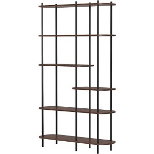 Nordlys 6-Tier Modern Metal and Brown Wood Bookshelf Modern Design Style Living Room - 1 of 4