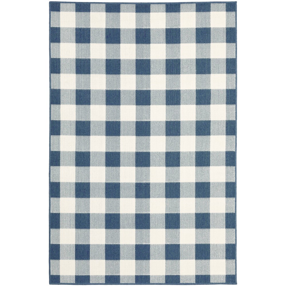 Photos - Area Rug 1'10"x2'10" Madeline Plaid Check Rug Blue/Ivory - Captiv8e Designs