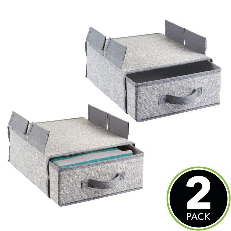 mDesign Fabric Hanging Storage Organizer with Removable Drawer, 2 Pack - Gray, 2 of 9