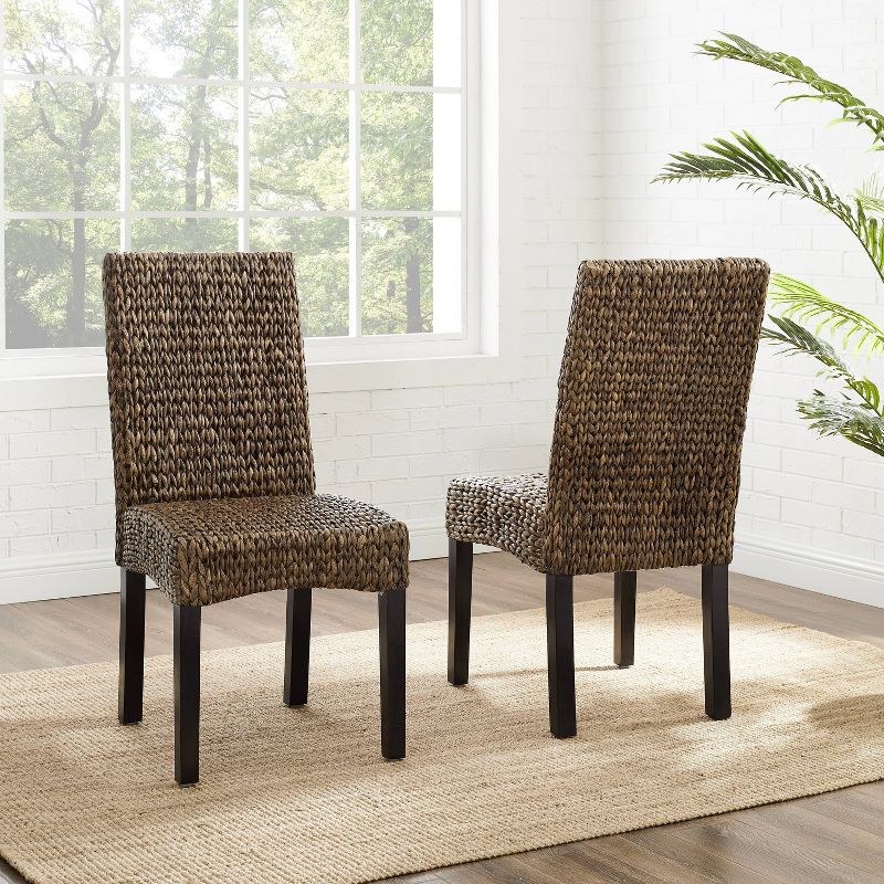 Set of 2 Edgewater Dining Chairs Seagrass/Dark Brown - Crosley, 3 of 12