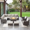 POCASSY 8 Piece Outdoor Sectional Patio Furniture Set, All Weather Brown Wicker Outdoor Furniture Set with Swivel Chair and 41" Propane Fire Pit - 2 of 4