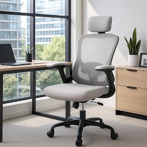 Ergonomic Office Chair with High Back Mesh Design, Adjustable Headrest and Lumbar Support, Flip-Up Arms,Home Office, Study Room, Bedroom - 1 of 4
