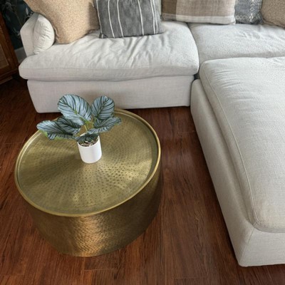 Manila Round Hammered Drum Coffee Table Brass Threshold Modern Luxury No Assembly Metal C shape Target