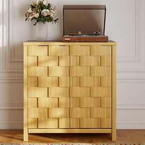 Fredees 31.5" Modern Sideboard Cabinet with 3D Square Panel Doors and Push-to-Open Design, Ideal for Dining Room, Living Room, or Entryway - 1 of 4