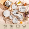 vancasso 16 piece white five-leaf flower embossed ceramic tableware set includes 4 dinner plates/dessert plates/pasta/cereal bowls - 4 of 4