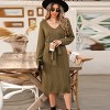 Women's Olive Cable Knit Belted Sweater Dress -Cupshe - 2 of 4
