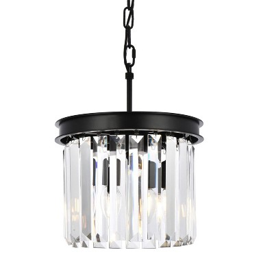 Elegant Lighting Sydney 3 light Matte Black Pendant Clear Royal Cut Crystal